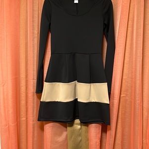 tan and black dress